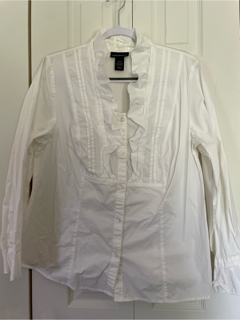 Lane Bryant White Ruffled Blouse